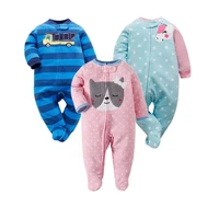 newborn baby boys girls fleece zip footed rompers infant long sleeve one piece clothes kid catton tops baby pajamas