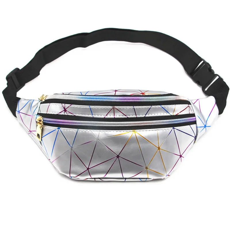

2020 Holographic Waist Bags Women Silver Fanny Pack Female Belt Bag Black Geometric Waist Packs Laser Chest Phone Pouch