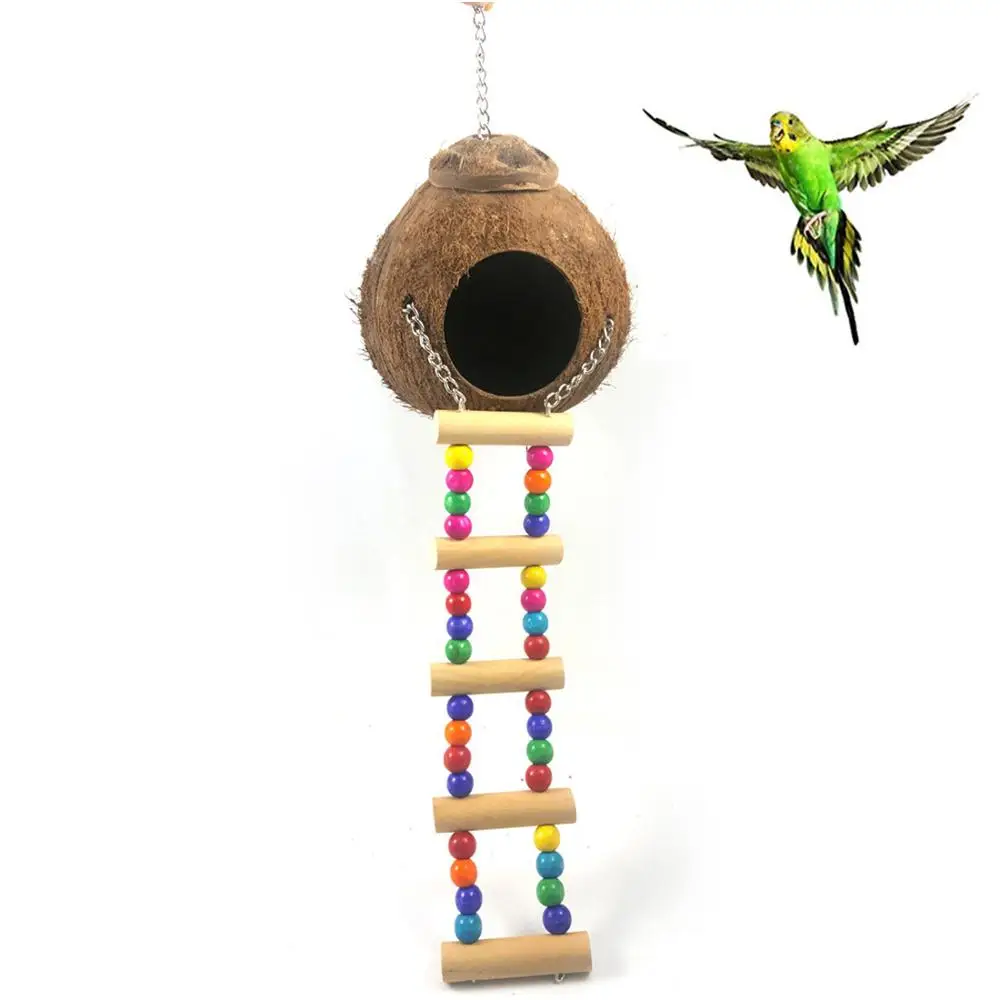 Игрушки для птиц домик-клетка из кокосовой ракушки подвесная кормушка домашних