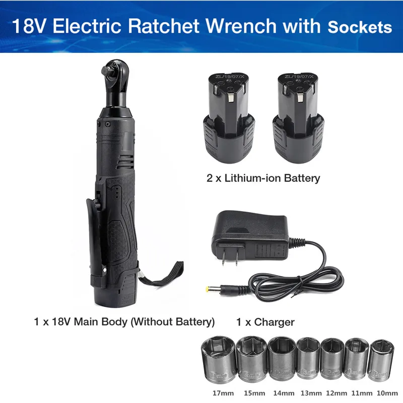 18V and Sockets 12V 18V 28V 3/8 ''2 литий-ионный Батарея электрический ключ с трещоткой Перезаряжаемые электрический Беспроводные Угловые гаечные ключи для автомобиля - Цвет: 18V and Sockets
