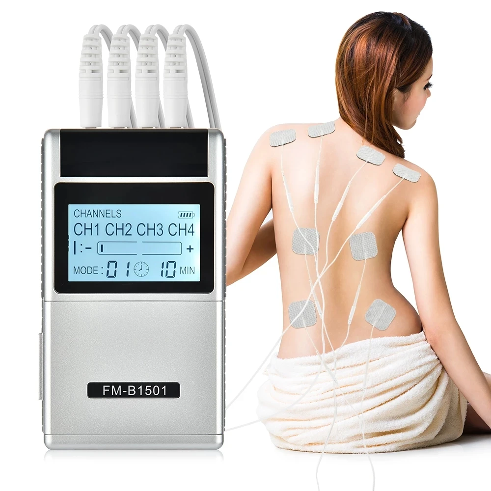 

15Modes Electric Muscle Stimulator 4Output Pulse EMS Body Massager Low Frequency Physiotherapy Tens Machine Best Pain Relief Pad