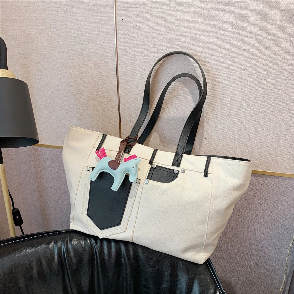 

Casual Tote Bag For Women Bags Canvas Shoulder Bag Sac A Mains Designer Bag Solid Big Bolsa Feminina Purses And Luxury Handbags