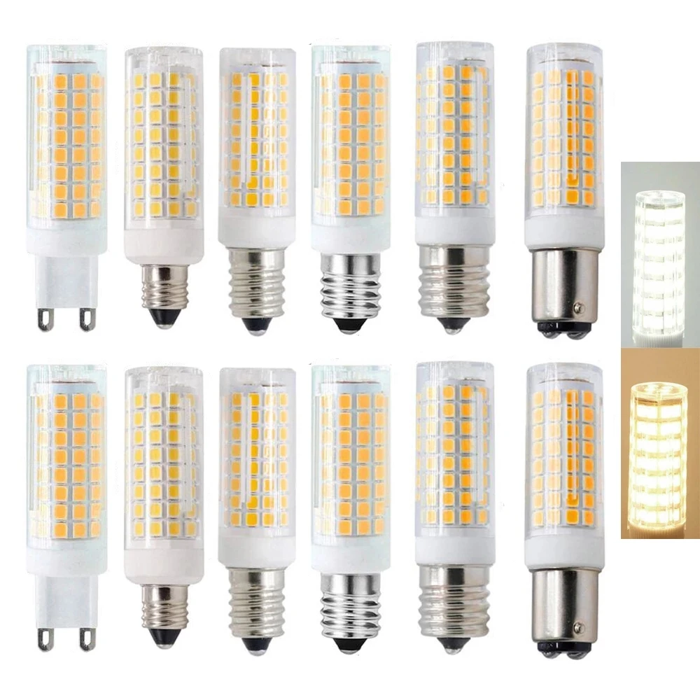 

G4 G9 BA15D E11 E12 E14 E17 Dimmable LED Lights Mini 102 LEDs Corn Bulbs 10W Replace 80W Halogen Lamps 220V 110V for Home House