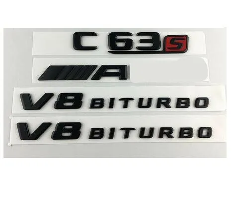 Черный для C63S Для AMG V8 BITURBO заднее крыло багажника Mercedes W205|Эмблемы| |