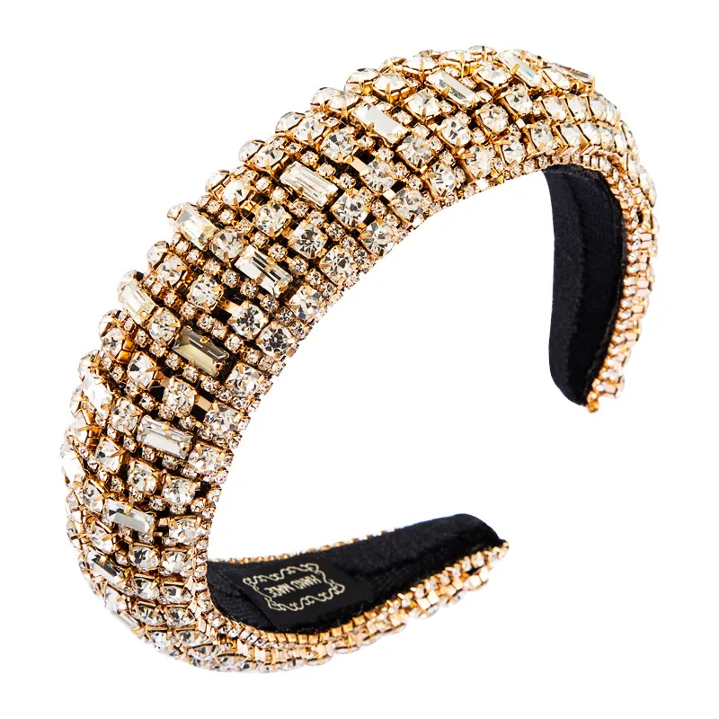 

Gorgeous Baroque Sparkly Padded Rhinestone Headbands for Women Full Crystal Headbands Wide Hairband Headwear Hair Accessories