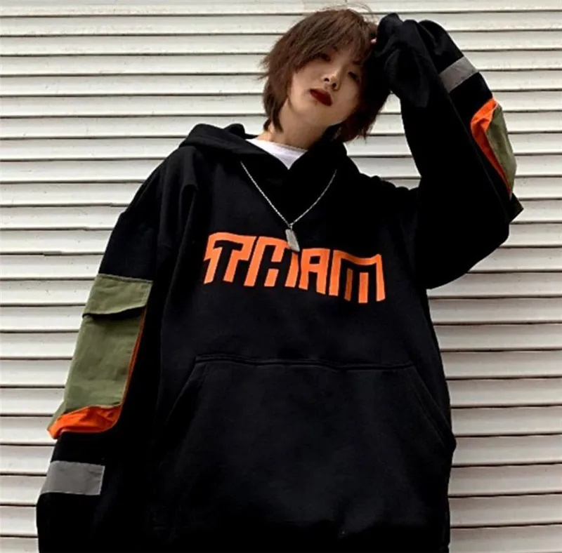 

Japan Loose BF Japan Tops Female Casual Students Letter Specials Sweatshirt Gray Black Autumn Hoodie Girls Streetwear Hoodies