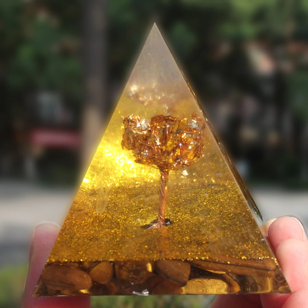

Хрустальная энергия Пирамида скульптура форма для сбора богатства процветание Перидот лечение драгоценный камень предметы для украшения