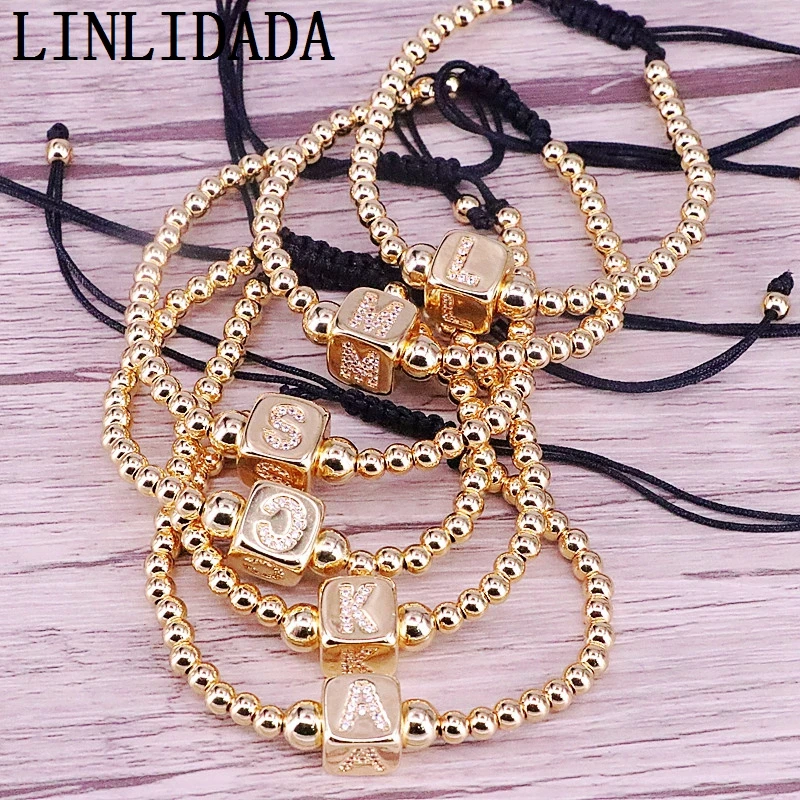 8 шт. Плетеный Браслет-макраме с золотыми медными бусинами | Украшения и