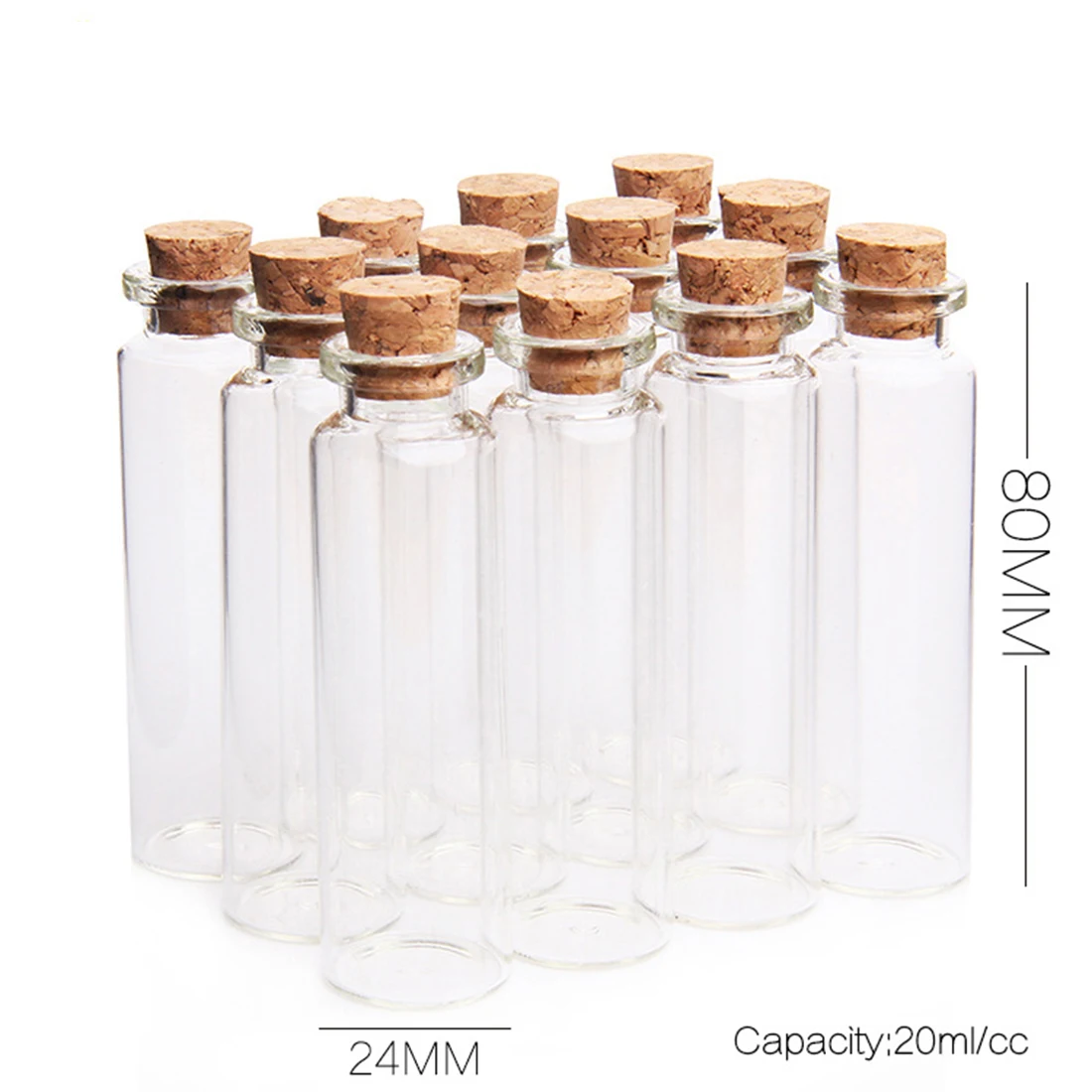 10 шт. 24x80 мм 20 мл мини из прозрачного стекла стеклянные баночки пустой образец с