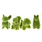 Искусственная Имитация зеленого флока газон трава животное кролик собака украшение для дома офиса для комнаты свадебное украшение статуэтки миниатюры