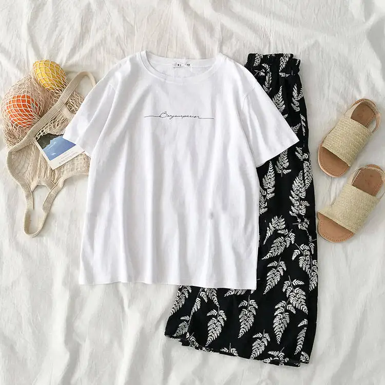 Костюм из двух предметов Новинка лета 2020 женская футболка с коротким рукавом и