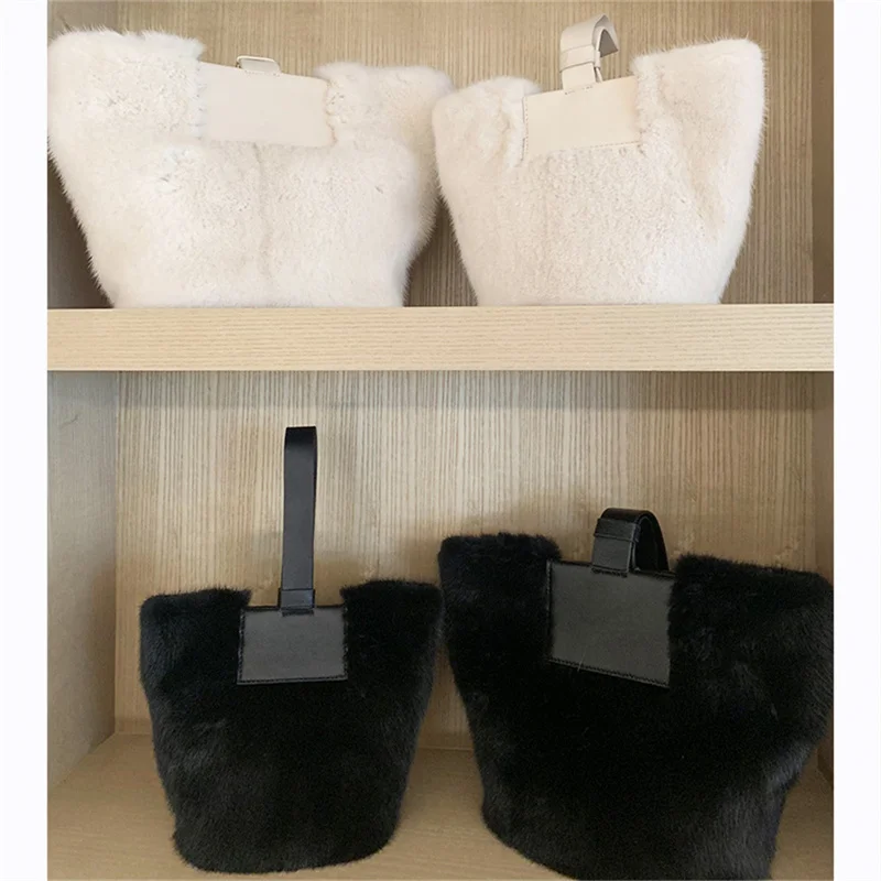Mink Fur High-end Fashion Wild Texture Simple And Soft Fur Bag Lady Handbag Buckle Large Capacity Fur Bag