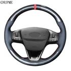 Черный углеродного волокна Кожаный чехол рулевого колеса автомобиля для Ford Focus 4 побег 2019 2020 Fiesta Tourneo 2018-2020 эскорт Пума