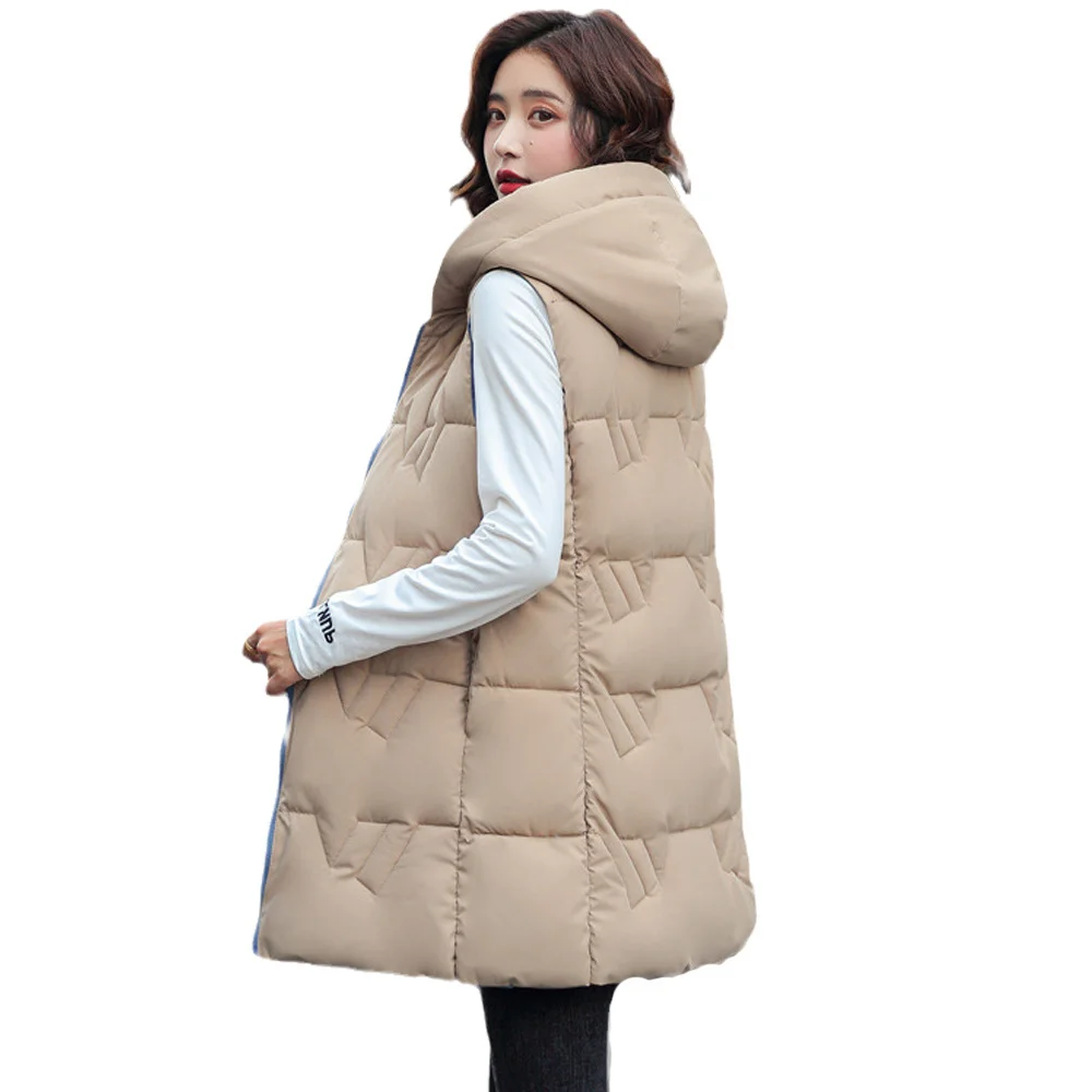 

21colete De Inverno Feminino с капучинатором, Jaqueta Longa Sem Mangas, De Two Lados, Quente, Outono Inverno, Algodo, Casaco Feminino