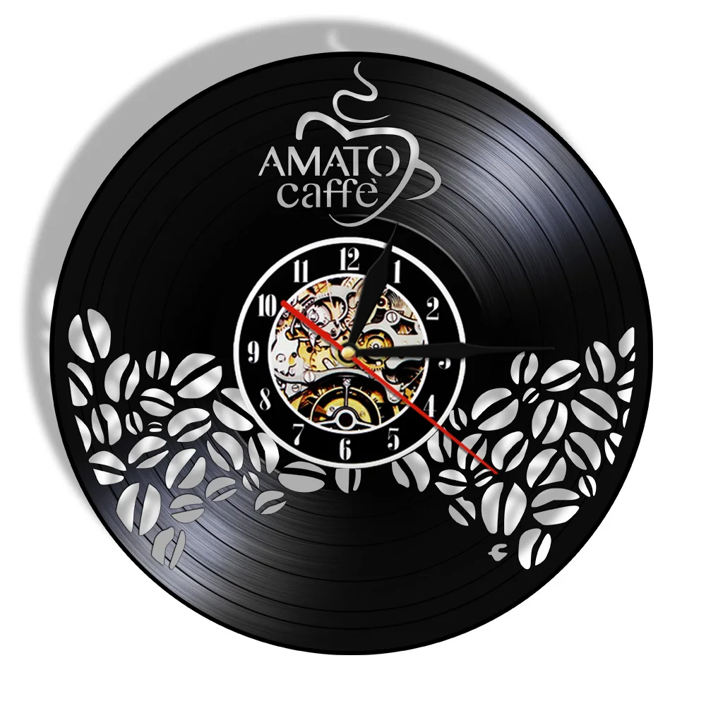 Настенные часы Amato Caffe кофейный бар светодиодный светильник лазерная резка Longplay
