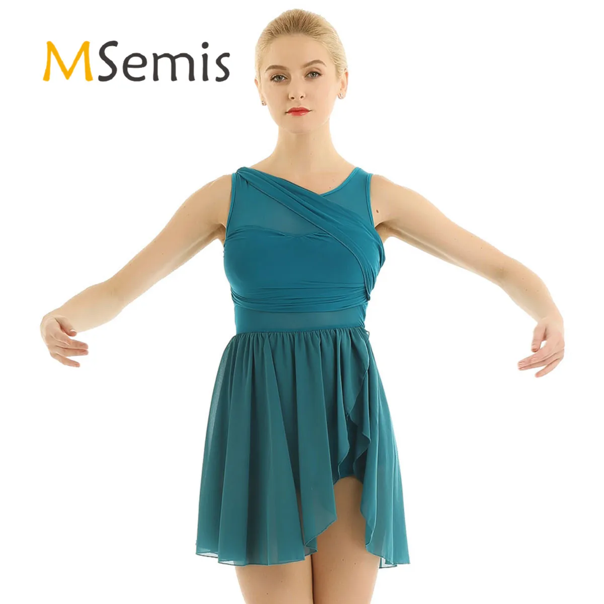 MSemis Для женщин Взрослый вырезанное асимметричное шифоновое платье для балета