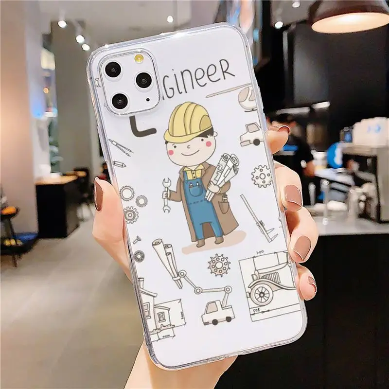 

Cartoon Cute Profession Teacher Phone Case Transparent soft For iphone 5 5s 5c se 6 6s 7 8 11 12 plus mini x xs xr pro max