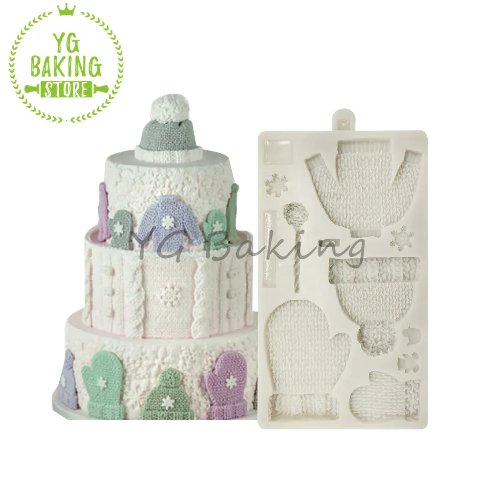 

Рождественская серия, перчатки и снежинки, помадка, силиконовая форма для торта, принадлежности для украшения тортов, кухонные аксессуары, ...