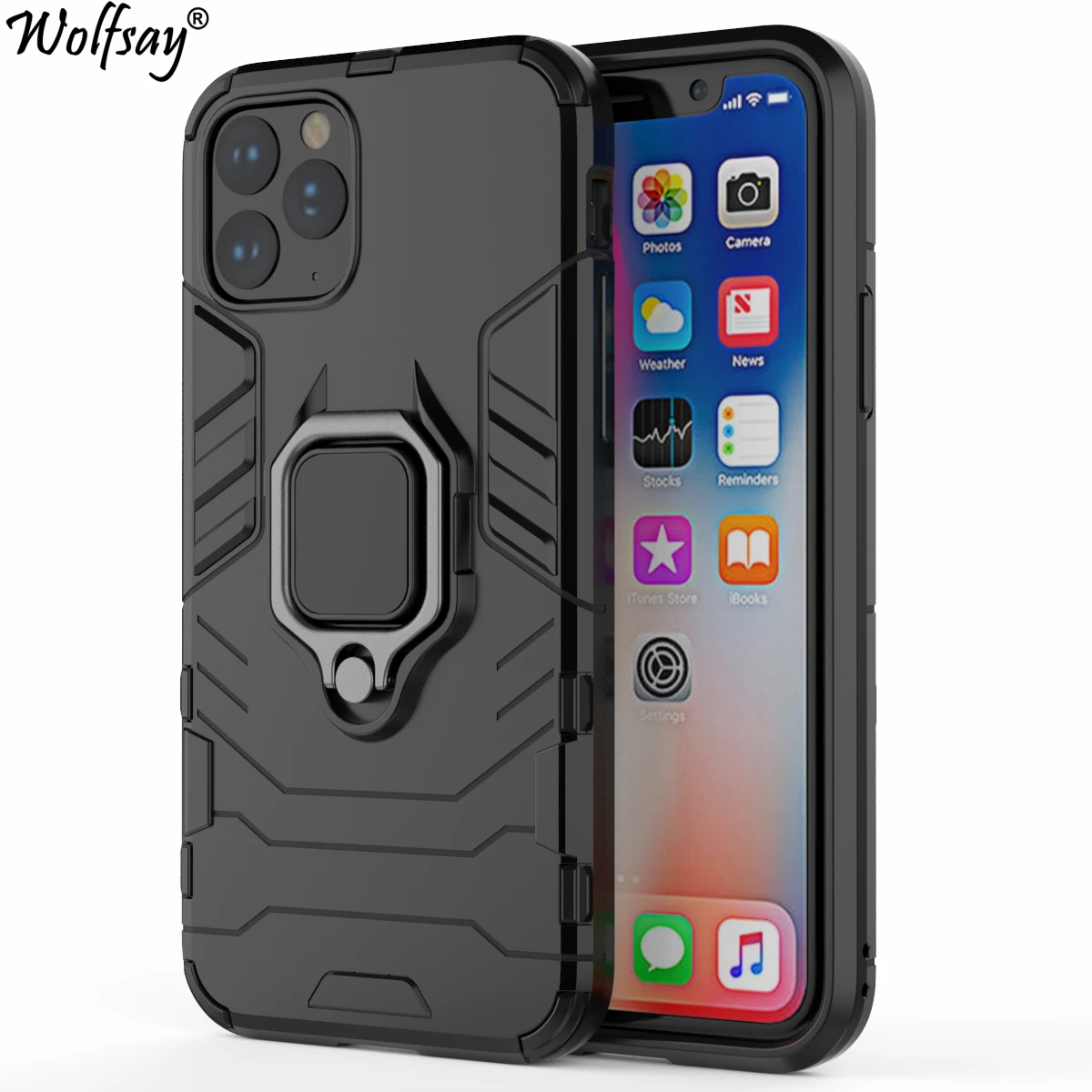 

For iPhone 11 2019 Case, for iPhone 11 Pro Car Holder Armor Cases Hard PC & Soft Silicon Cover for iPhone 11 Pro Max With Magnet