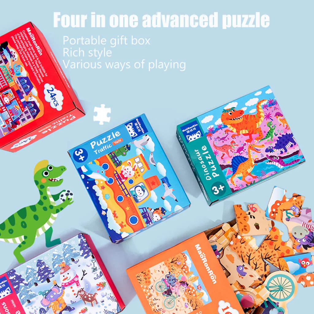 

Diy Houten Draagbare Geschenkdoos Vier-in-een Puzzel Madera Para Manualidades Kinderen Puzzel Grote Blok Puzzel Manualidades Mad