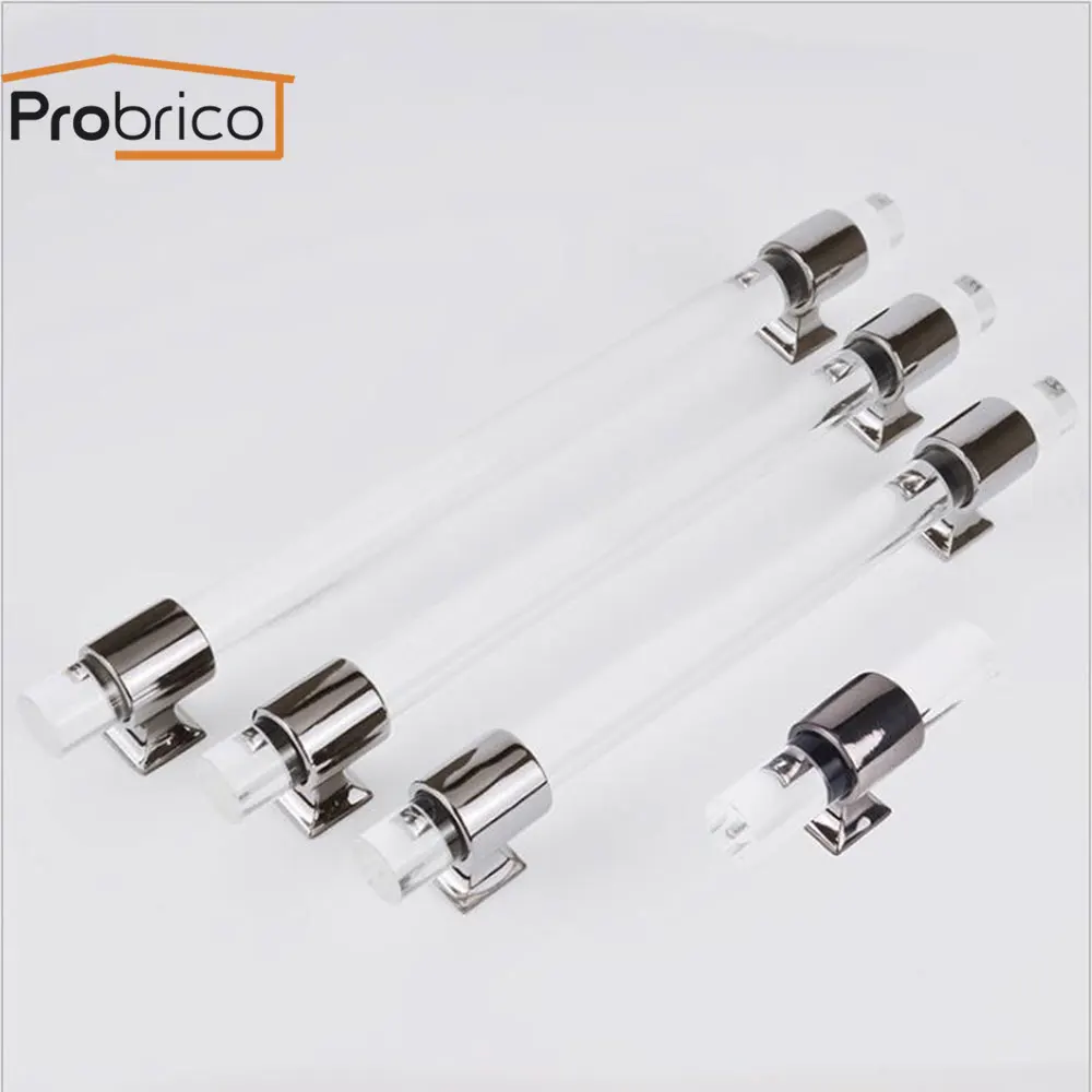 

Probrico Cabinet handles and Drawer knobs Transparent Furniture Door Pull mirror polished Kitchen wardrobe cupboard Long handles