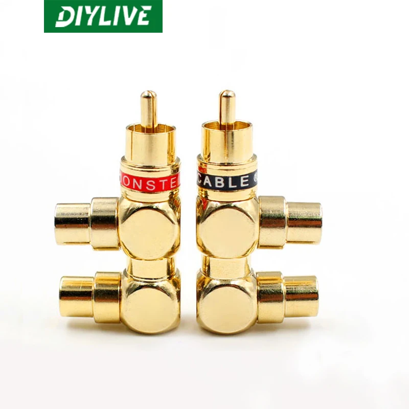 

Позолоченный Лотос DIYLIVE Monster из чистой меди, трехстороннее аудио RCA, одна точка, два пистолета, один штекер, два гнезда, адаптер лотоса, штепсе...