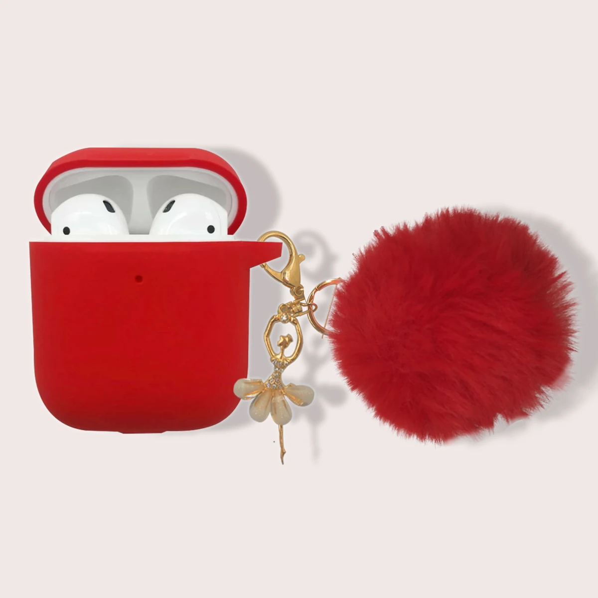 

Soft Silicone Cases For Apple Airpods 1/2 Cases Wireless Bluetooth Headphones Cover Solid color wool ball