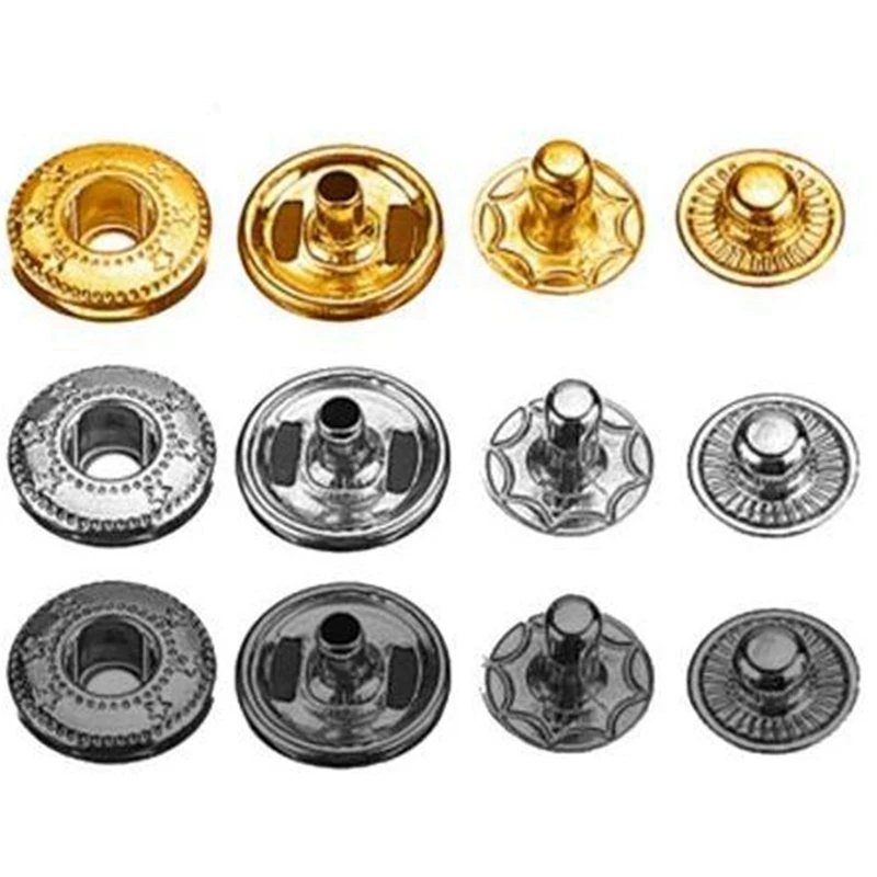 Button Sets Metal No Sewing Snap Press Stud Leather Craft Bag Coat Clothes Fastener Rivet Popper With Install Tool F | Дом и сад