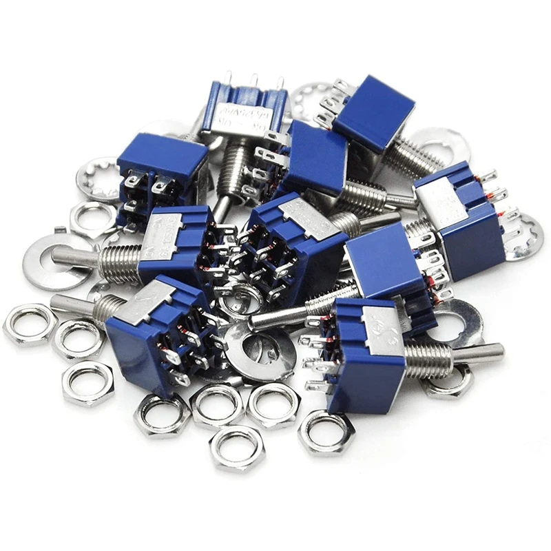 

10 Pcs Toggle Switch 2-Way 2P Design AC 125V 6A Single Pole SPDT On/on Electric Guitar Accessories
