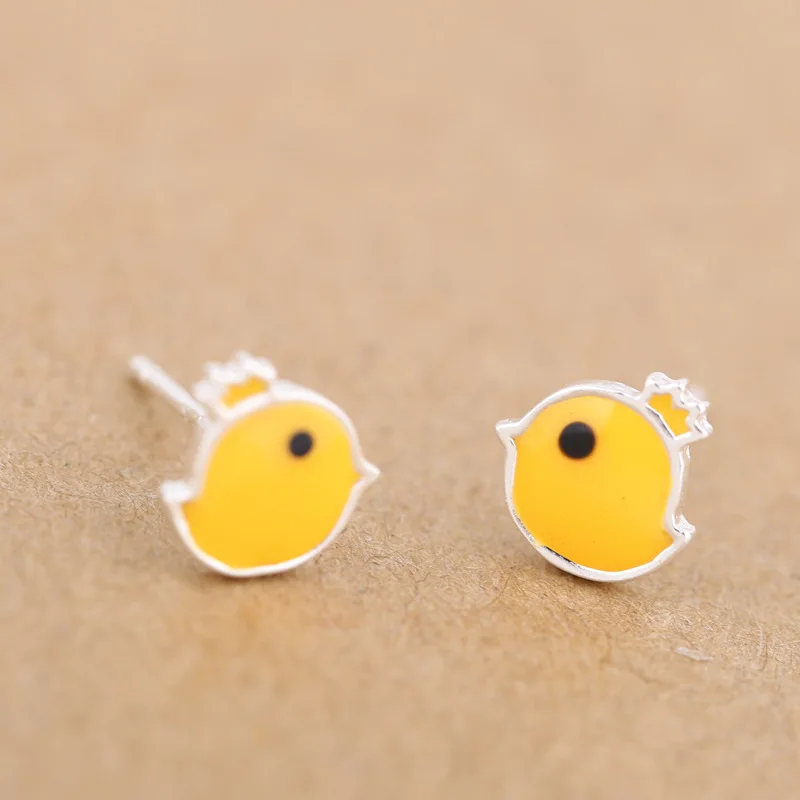 Серьги-гвоздики из серебра 100% пробы с желтой глазурью | Украшения и аксессуары