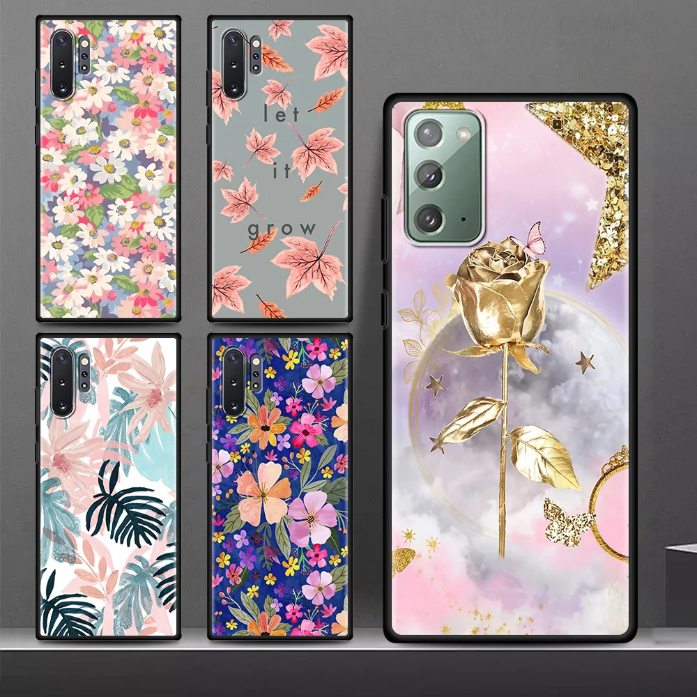 

Cute Flower Leaft Case for Samsung Note 10 Plus 10Lite 9 20 Ultra 8 Phone Capa for Galaxy M31 M31s M51 M30s Matte Soft Funda