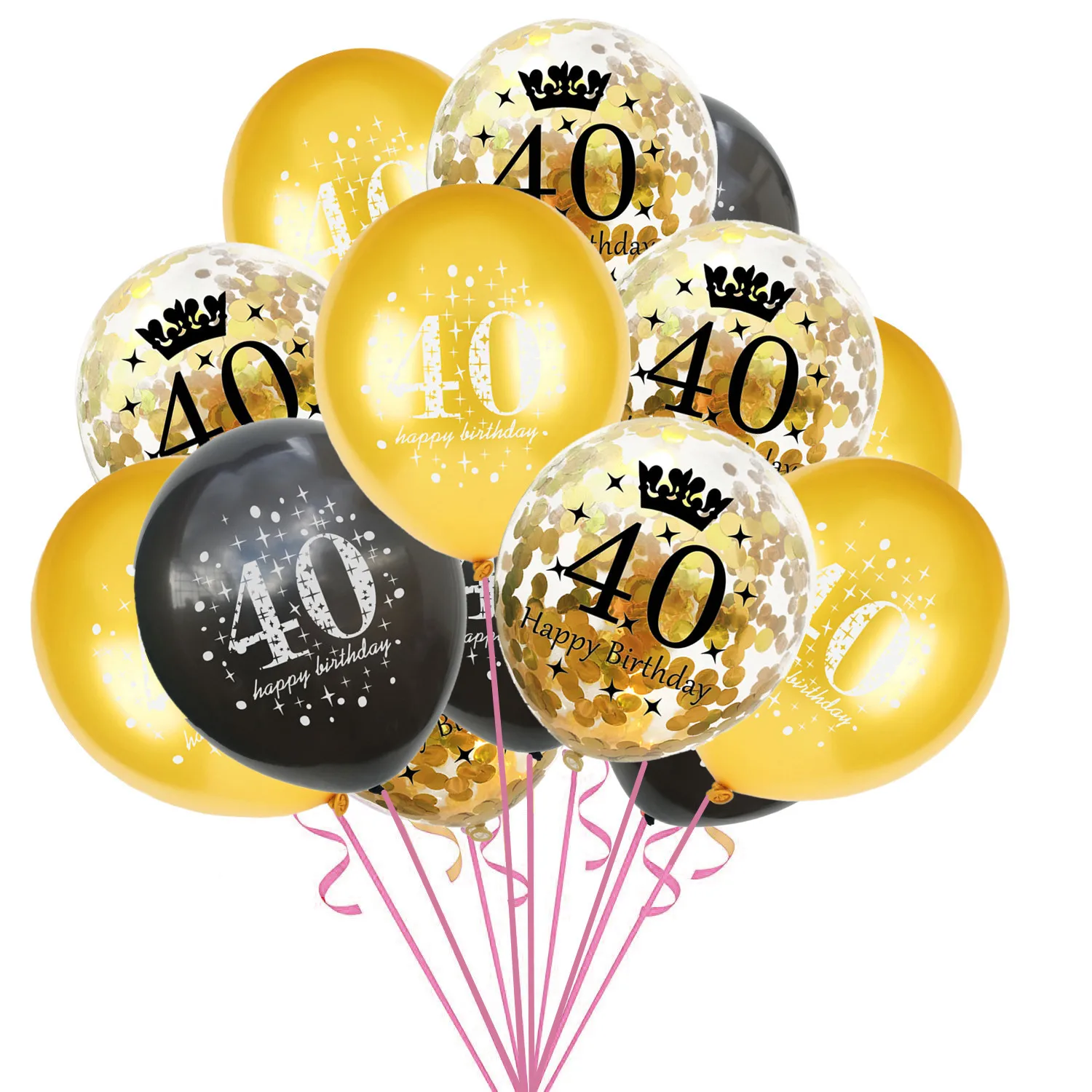10pcs New 16 18 30 40 50 60 70 80 90 Years Old Gold Black Balloon Confetti Set Combination Birthday Party Decoration for Adult | Дом и сад