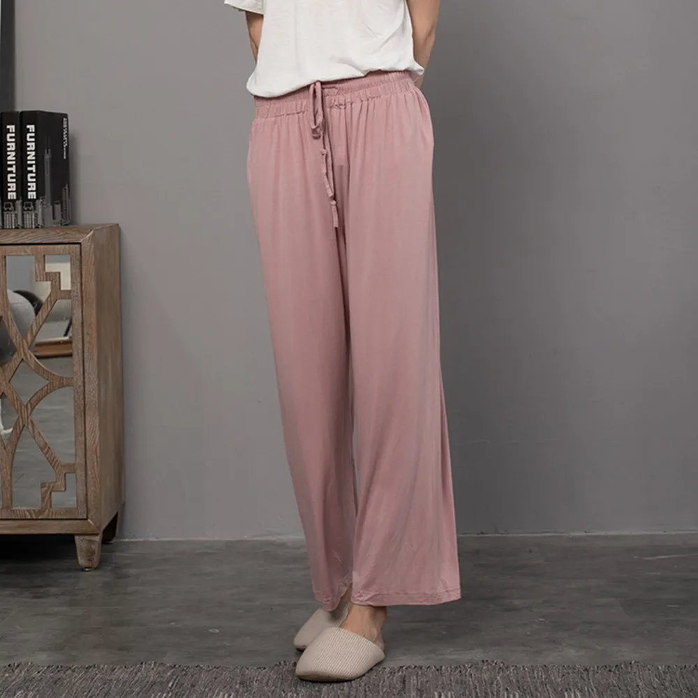 Fdfklak Modal Pink Sleeping Pants Woman Pajama Bottoms Loose Pyjama Trousers Fall Homewear 2022 Spring New Lounge Wear