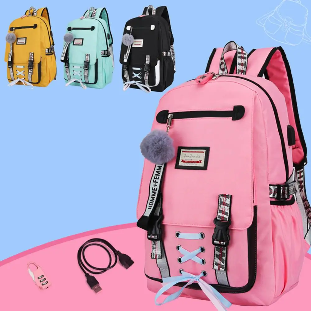Вместительные школьные ранцы для девочек-подростков рюкзак с защитой от кражи и