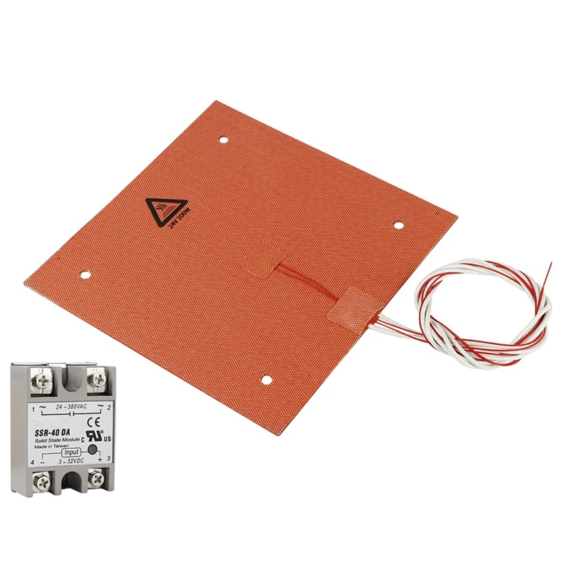 AAAJ-235X235mm 24V 200W Silicone Heater 3D Printer Heatbed Pad with Solid State Relay for Parts | Компьютеры и офис