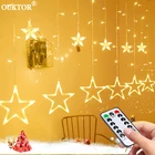 Рождественская гирлянда со звездами, 2,5 м, светодиодная гирлянсветильник-занавеска, украшение s, праздничное освещение, Сказочная гирлянда для свадебной вечеринки, новый год 220 В