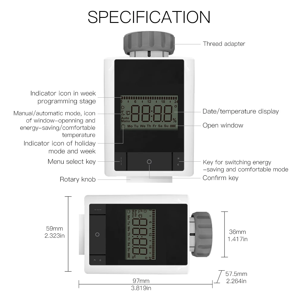 

Tuya ZigBee 3.0 Smart Thermostatic Radiator Valve Home Thermostat Heater TRV Voice Control with Alexa Google home Smart Life
