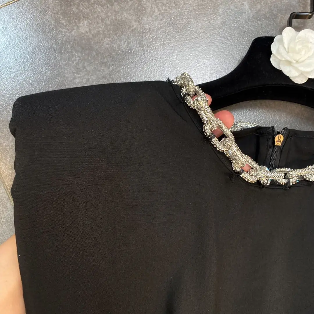 

ZCSMLL Necklace Collar Shoulder Pads Sleeveless Vestido for Women Pinch Folding Waist Women Niche Dress 2021 Summer