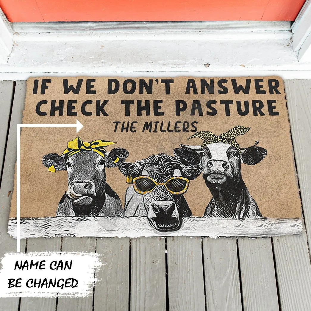 

3D Check The Cow Pasture Custom Name Doormat Doormat Indoor Doormat Non Slip Door Floor Mats Decor Porch Doormat