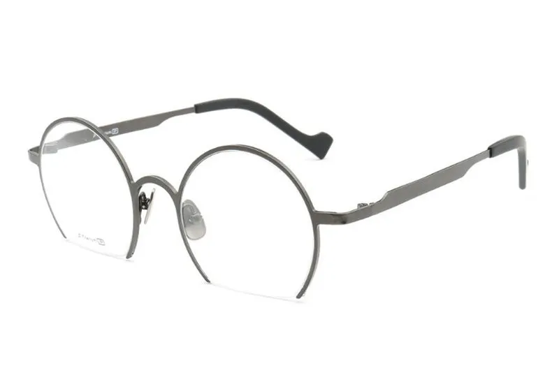 

B-Titanium Half Round Glasses Frame Vintage Men Optical Eyewear High Quality Clear Lens Prescription Myopia Eyeglasses Women