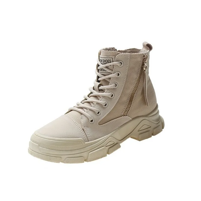

Lace-up Vulcanized Shoes Women High-top Canvas Shoes Women's Casual Comfortable 2021 Autumn New Fashion Platform Shoes
