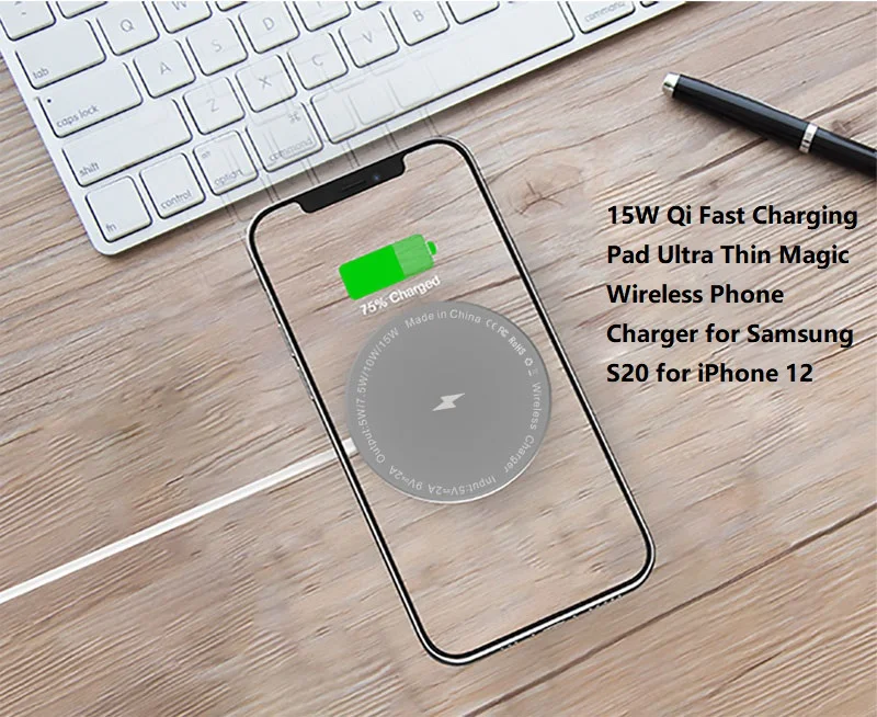 

Magic Wireless Phone Charger for iPhone 15W Qi Fast Charging Pad For Samsung Huawei Xiaomi