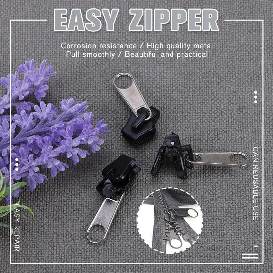 

Zipper Repair Kit Universal Instant Zipper Repair Replacement Zipper Sliding Teeth Rescue Zipper 12pcs For 3 Different Size