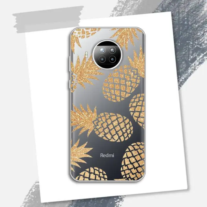 

Pineapple gold fruit aesthetics love Phone Case Transparent for Xiaomi Redmi note 10 t 8 9 pro lite 11