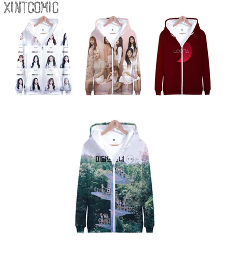 Новинка толстовка на молнии с капюшоном для группы KPOP девочек 3d принтом