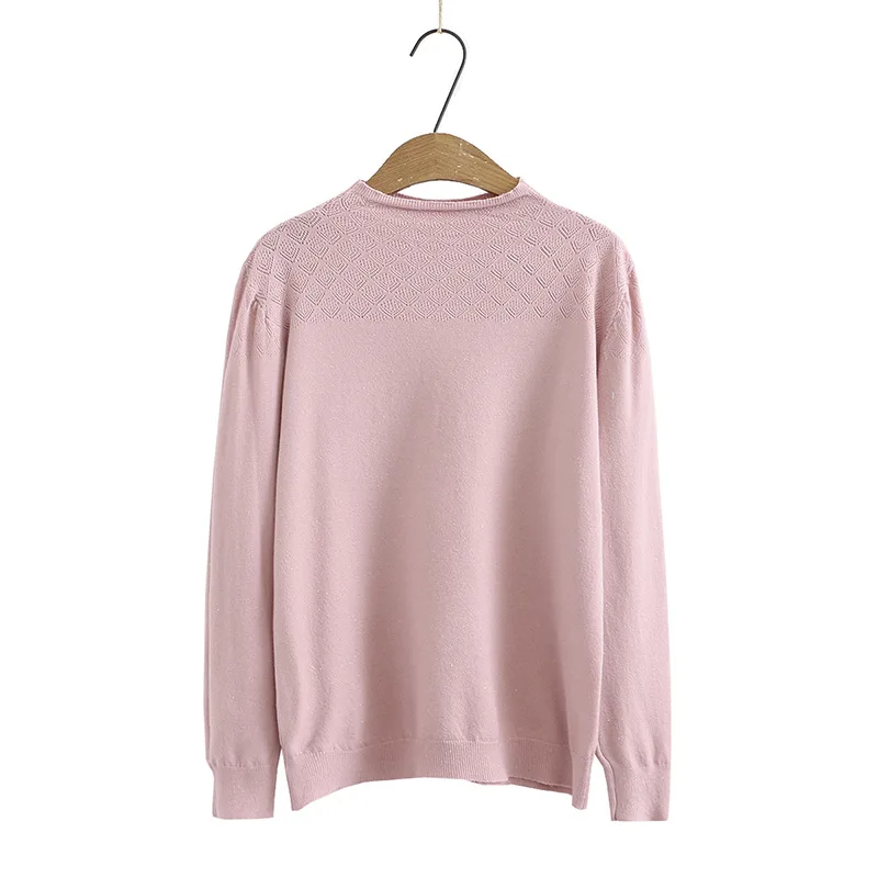 

Размера плюс XL-4XL розового, черного цвета для женщин с длинными рукавами осень-зима Вязаные Свитера повседневные элегантные пуловеры