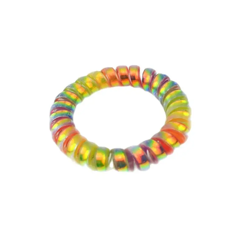 

Lots 3 Pcs 5.5cm Rainbow Color Elastic Telephone Wire Hairband Ties Rope Plastic Hair Bands Accessories