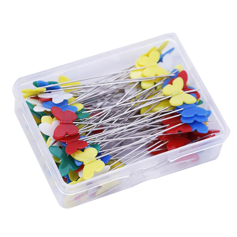 

50/100PCS Quilting Pins Patchwork Pins Butterfly Flat Head Sewing Pins Mixed Colors Sewing Dressmaking Sewing Tool Needle