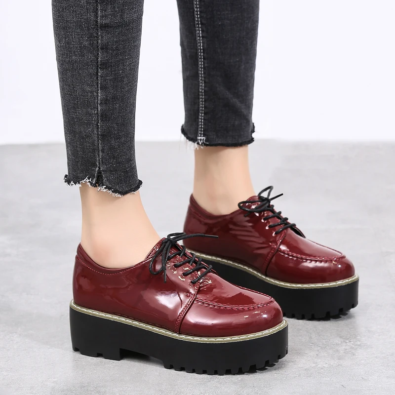 O16U/Осенняя женская обувь на плоской подошве женские кожаные кроссовки платформе