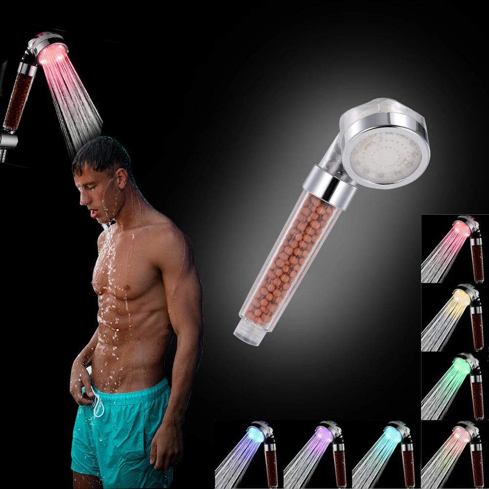 

LED Anion Shower Color-Changing Shower Head Pressurized Water - Saving Temperature Control Colorful Handheld Big Rain Shower
